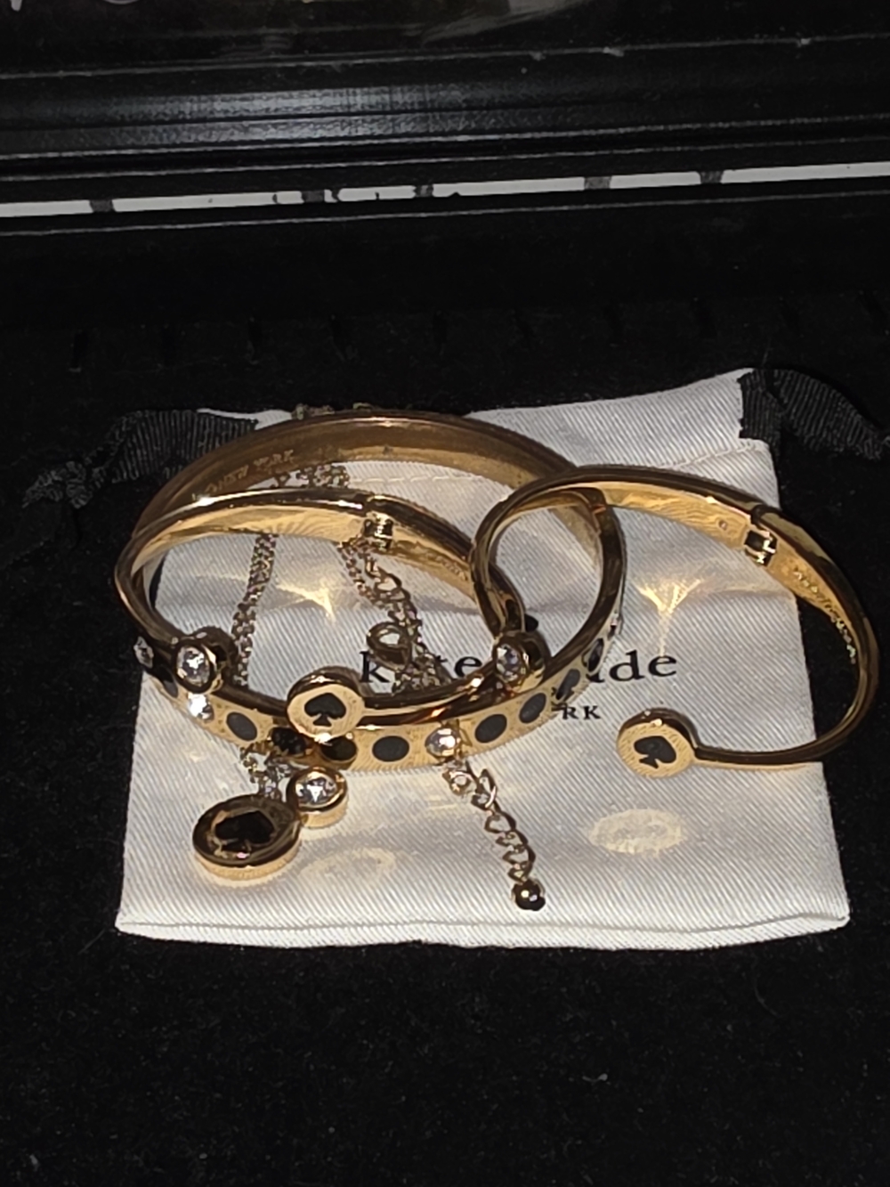 kate spade Gold and Black Spade Accent Bangle Bracelet And Necklace Set